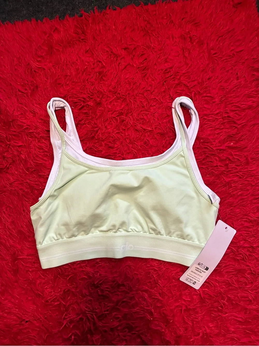 ALO Yoga Mint Green Sports Bra with Scoop Back
